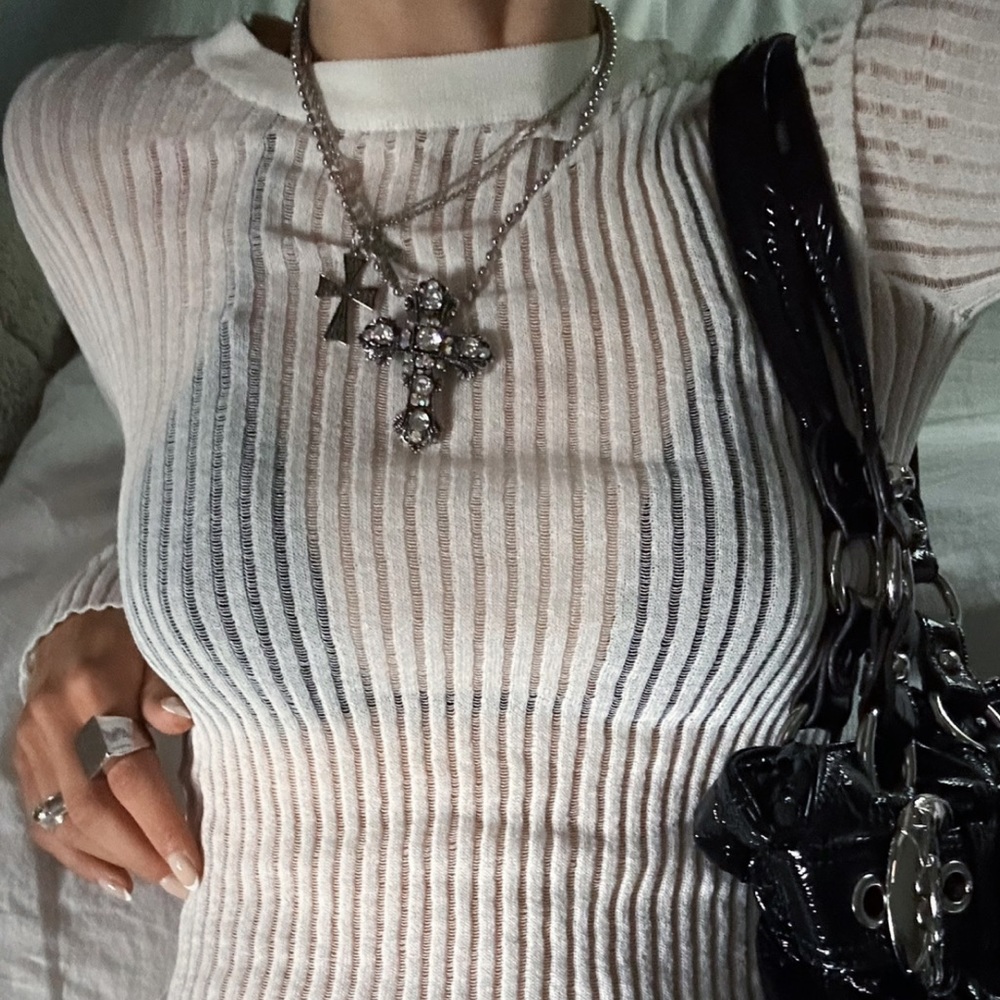 SVAROWSKI CRYSTALS CROSS NECKLACE HANDMADE Y2K